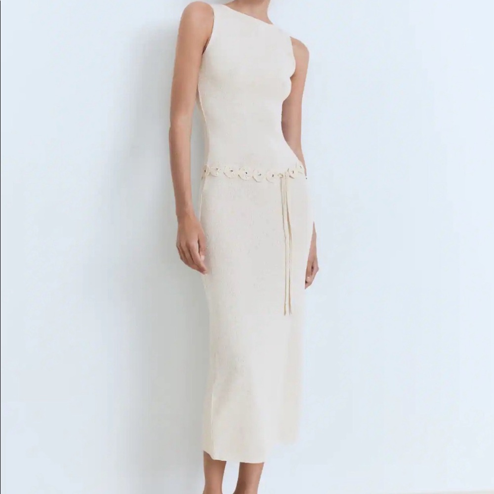 Mango belt knit dress